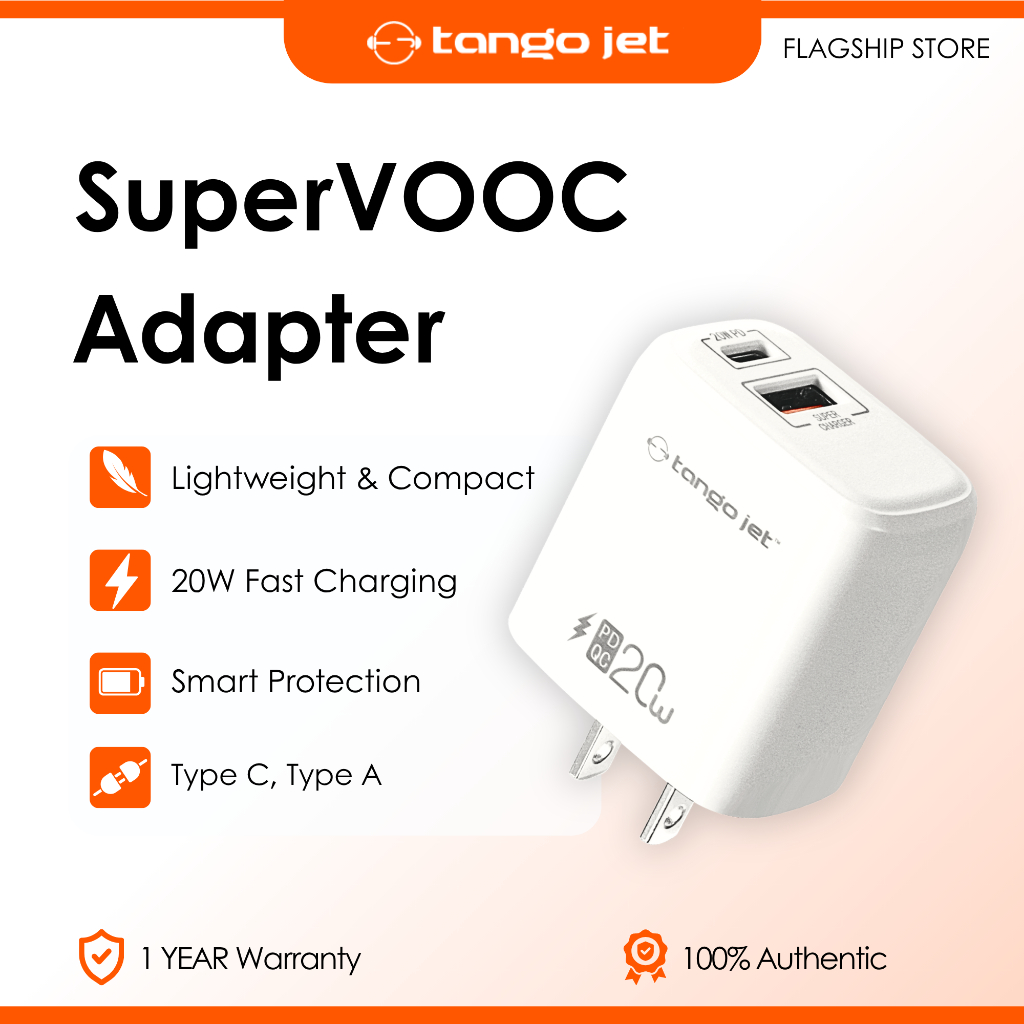 Tango Jet SuperVOOC Adapter 20W | FastCharging Power Adapter | Dual ...