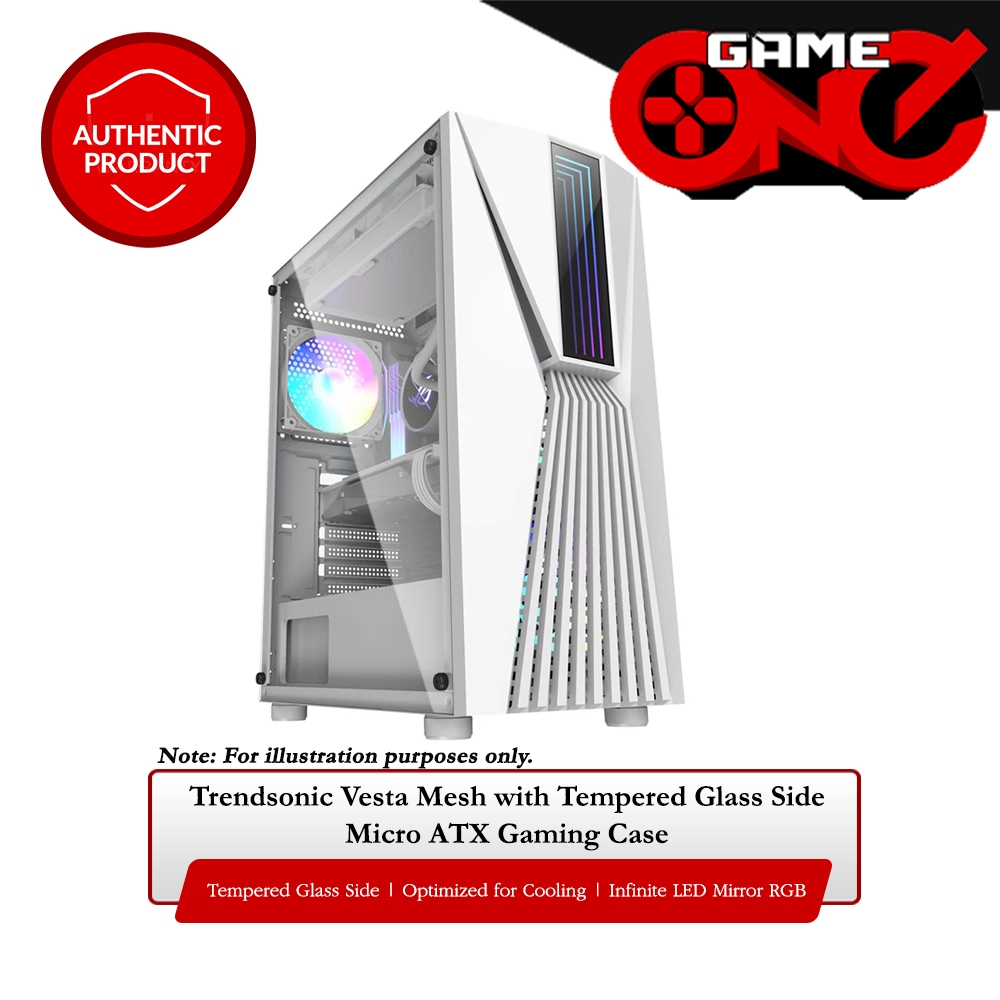 Trendsonic Vesta Mesh with Tempered Glass Side Micro ATX Gaming Case ...