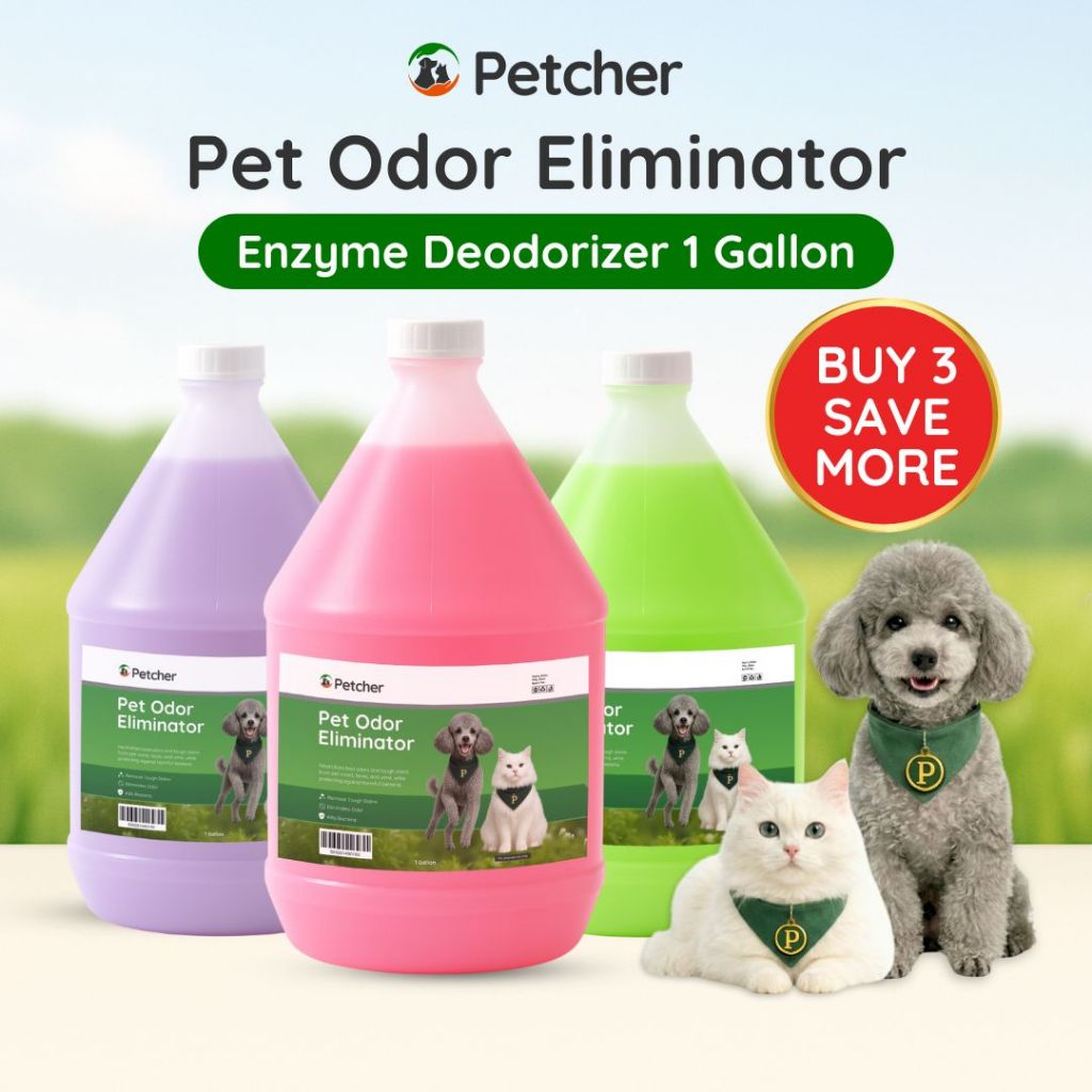 Petcher Pet Enzyme Deodorizer 1 Gallon Bundle | Pet Poop and Pee Odor ...