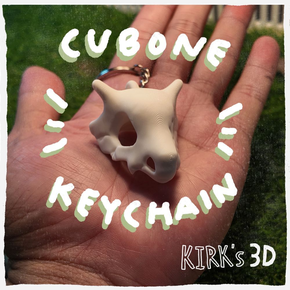 Cubone Pokémon Skull Keychain | 3D Printed Collectible | Kirks3D ...