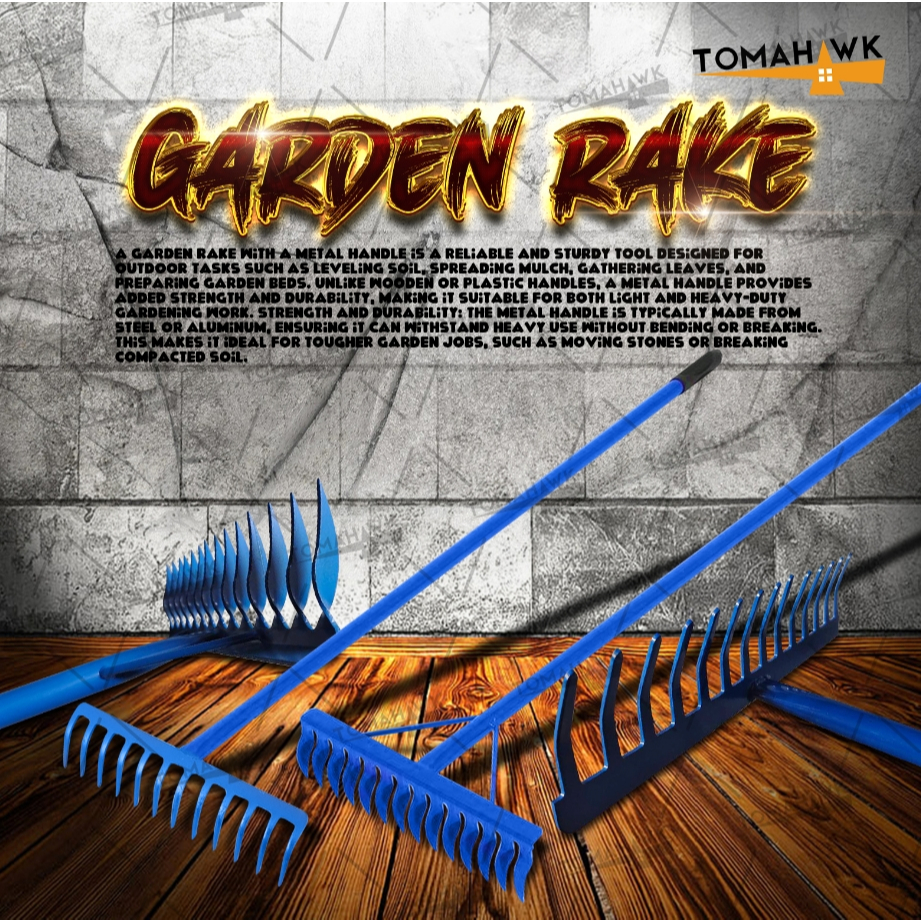 TOMAHAWK KALAYKAY/GARDEN RAKE STEEL METAL HEAVY DUTY 14T | Shopee ...