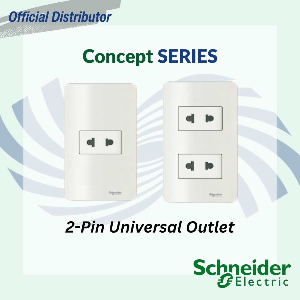 Schneider Concept 16A 250V 1 / 2 Gang 2-Pin Universal Socket Outlet ...