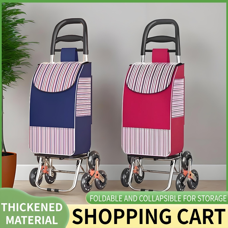 Folding Shopping Cart Grocery Utility Trollery Cart Storage Trolley ...