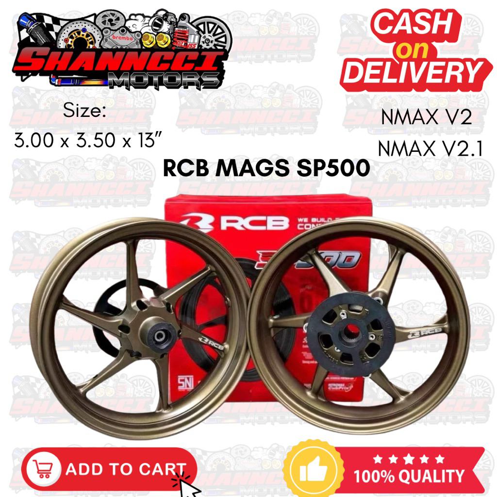 RCB RACING BOY MAGS (SP500) FOR NMAX V2, V2.1, V3 (3.0x3.5x13) (6SPOKES ...