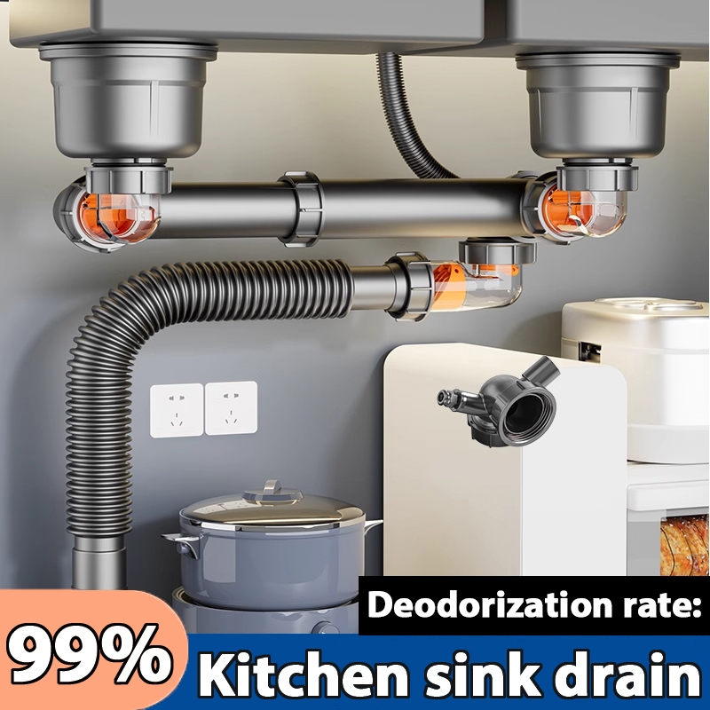Kitchen Drain Pipe, Single And Double Sink Drain Pipe Accessories ...