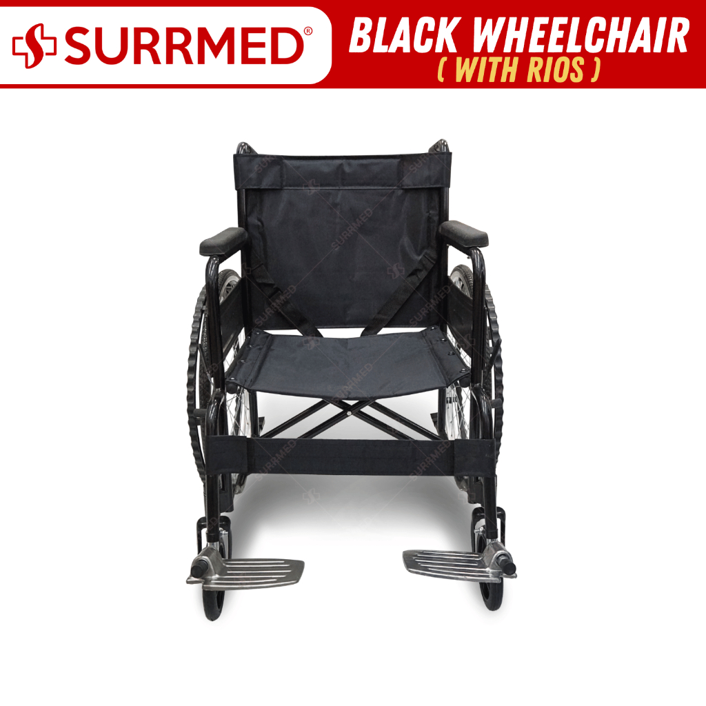 SURRMED Black Wheelchair with Rios | Lightweight, Foldable ...
