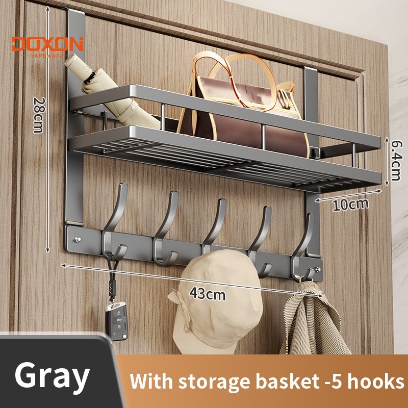 DOXON Gray Bathroom Rack with Hook Kitchen Bathroom Organizer Hanger ...
