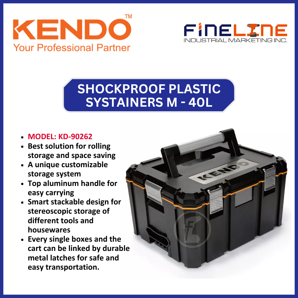 KENDO Shockproof Plastic Systainers (Storage) M - 40L -KD-90262 ...