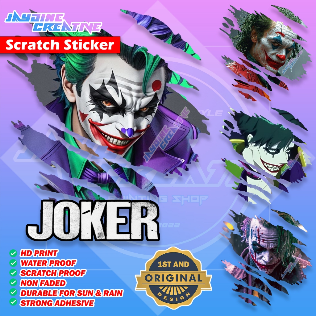 Joker Scratch Design Sticker, Indoor Outdoor Vinyl Sticker, Waterproof ...