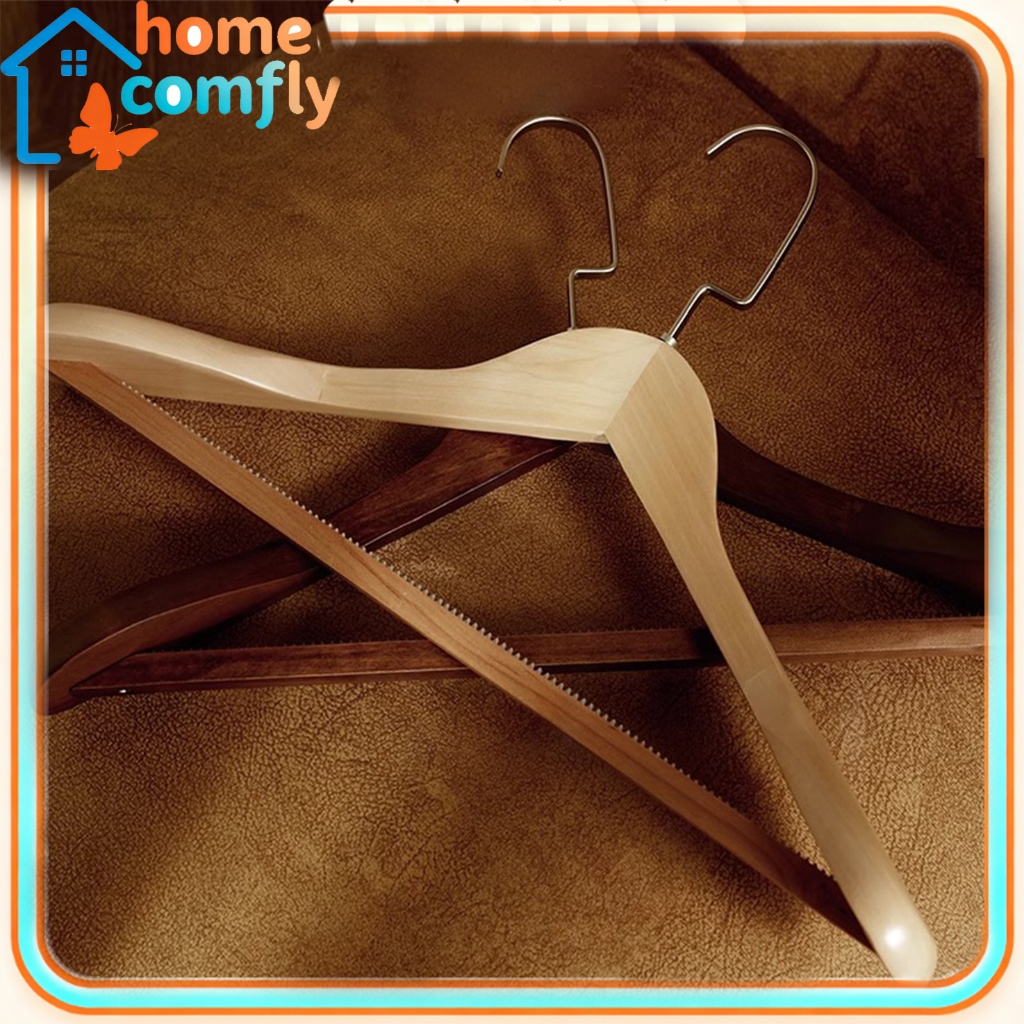 Wide Shoulder Wooden Hangers with Non Slip Pants Bar，mooth Finish Solid ...