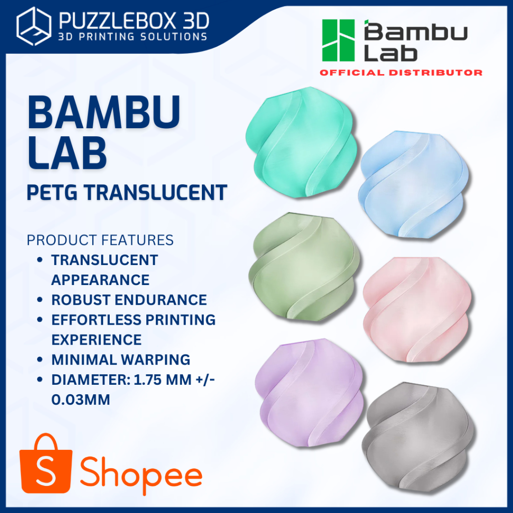 Bambu Lab PETG Translucent 3D Printing Filament Robust Endurance ...