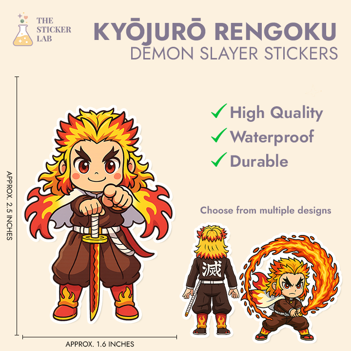 The Sticker Lab - Demon Slayer Stickers - RENGOKU 5PCS SET (High ...
