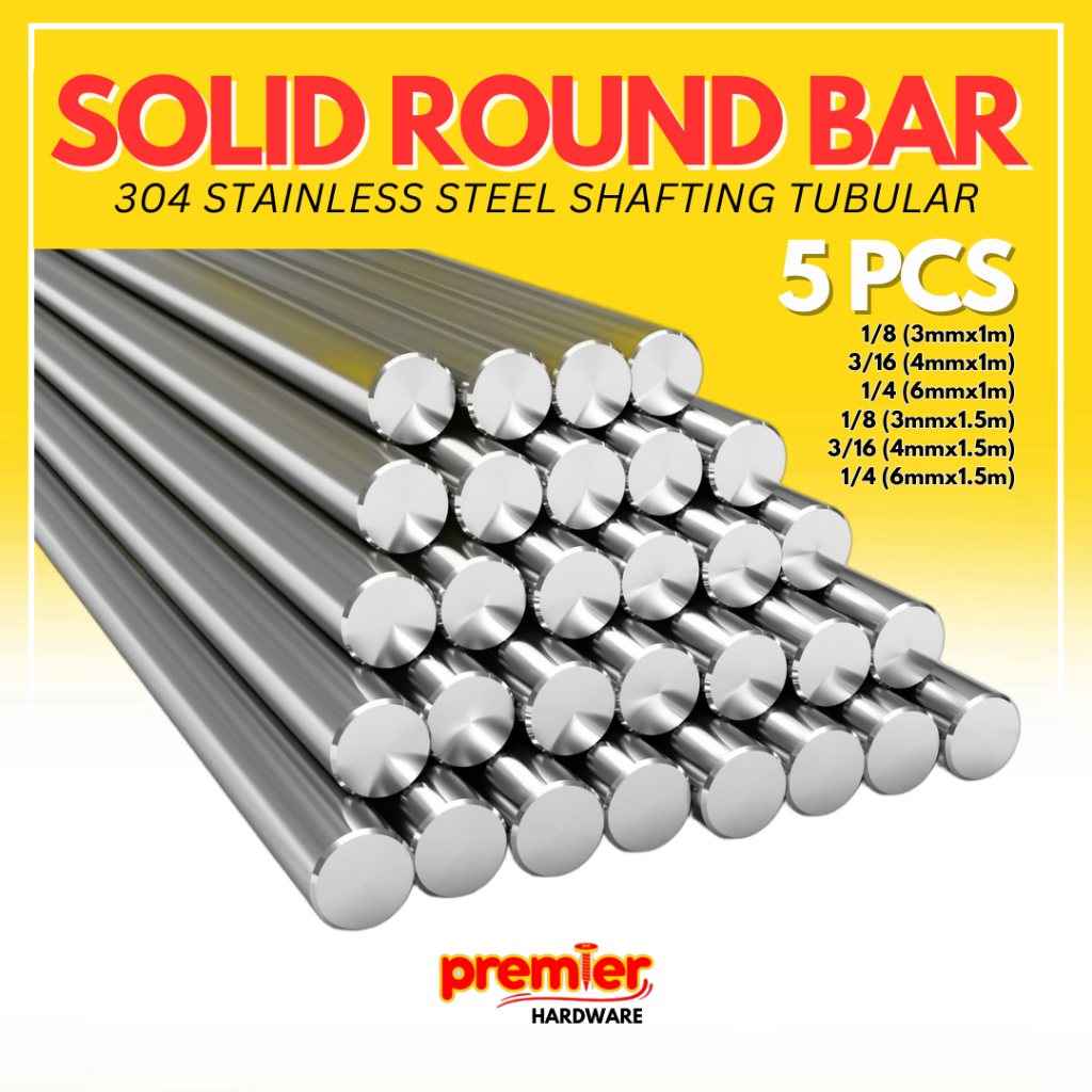 Stainless Steel 304 Shafting Tubular Solid Round Bar Rod ( 5PCS ...