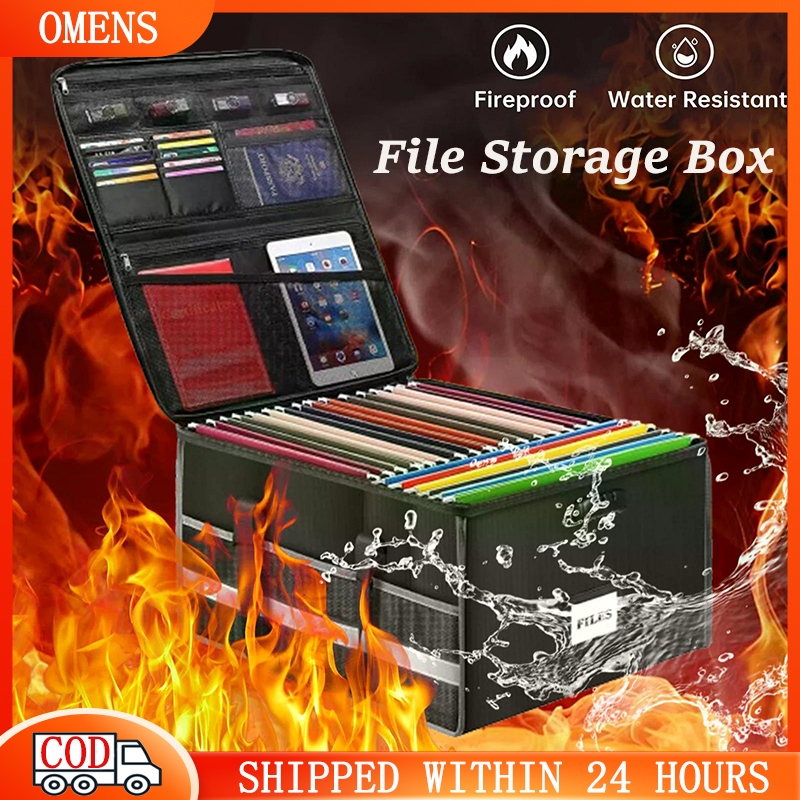 Fireproof Document Box Waterproof Fireproof File Organizer File Folder ...