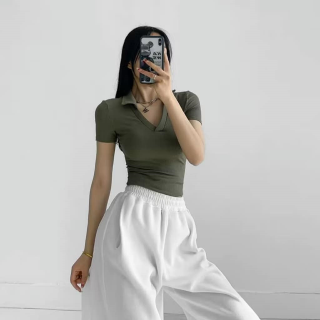 new trend korean top with colar comfy top style women top | Shopee ...