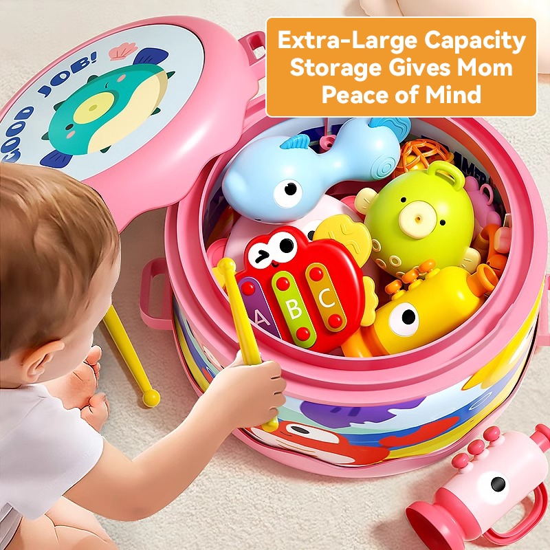 5-piece set of children's percussion drums, capable of storing ...