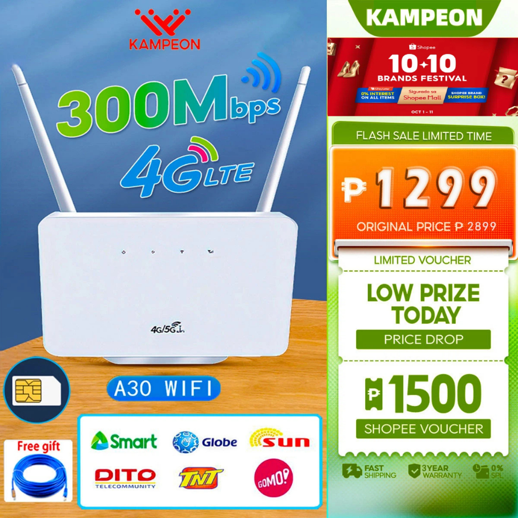KAMPEON WiFi Router 300Mbps 4G/5G Multi-Mode Wi-Fi Dual Band Gigabit ...