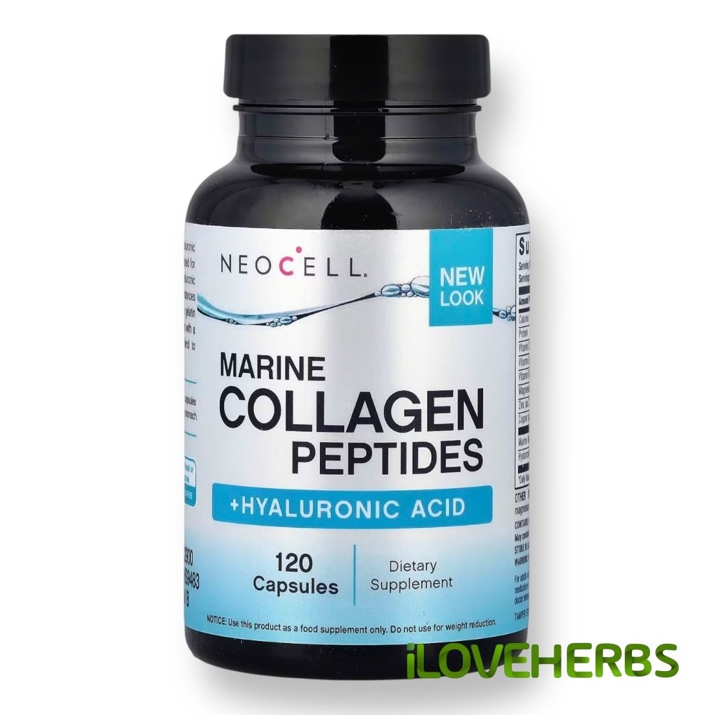 NeoCell, Marine Collagen Peptides + Hyaluronic Acid, 120 Capsules ...