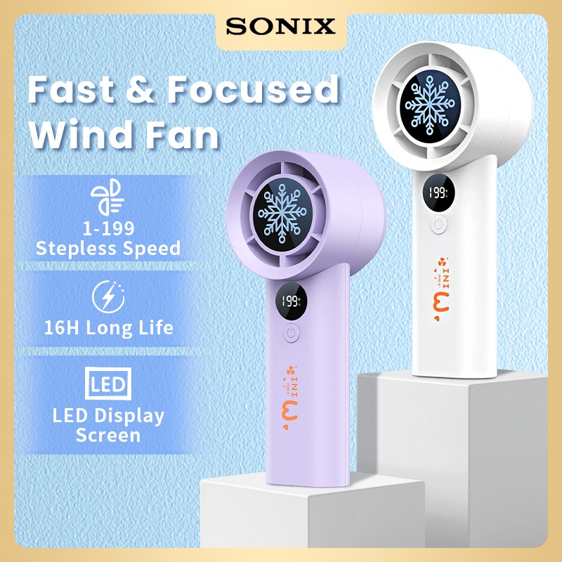 Sonix High-Speed Mini Fan SF10 Large Capacity Battery LED Turbo Fan ...