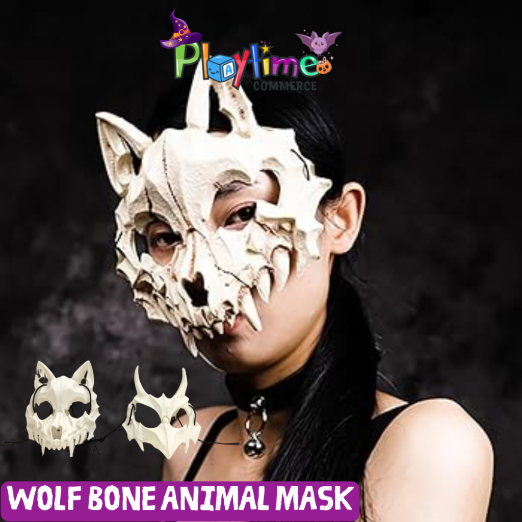 Anding's Halloween Bone Mask Wolf Bone Anime Unique Animal Wild Costume ...