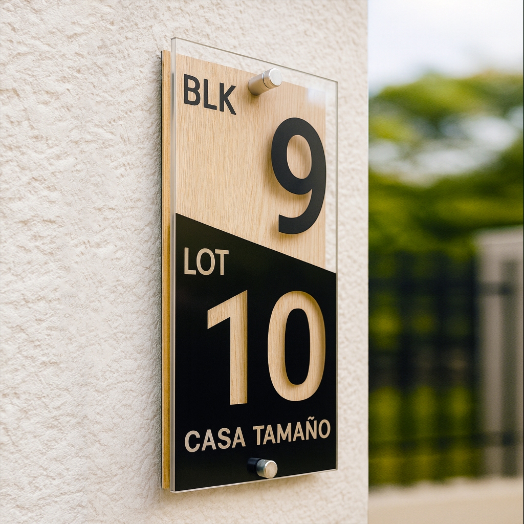 LE Acrylic House Number Address Double Oak Light Wood Beige Muji BIG ...