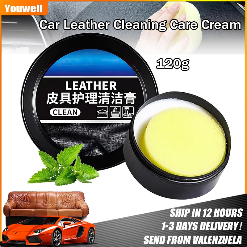 2er Set Auto Innenraum Reinigungscreme 50g - Vielseitige Pflegepaste Für Leder, Kunststoff, Sitze & Armaturen Inkl. Schwamm