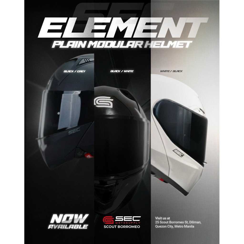 SEC Element - Plain Modular Helmet for Motorcycle | Shopee Philippines