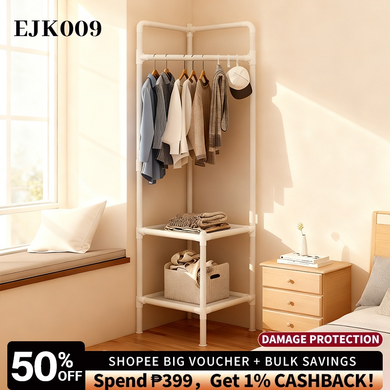 Bedroom Clothes Hanger Corner Coat Rack Bag Shoe Rack All-in-one Multi ...