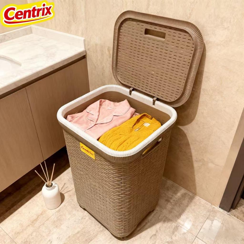 Centrix Rattan Basket Laundry Basket with wheels Clothes storage ...