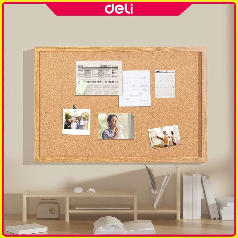 Deli Message Board 600*900mm Pin Board Wooden Frame Cork Memo Board ...