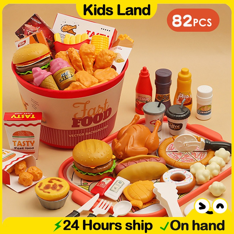 Food Cooking Set Supermarket Toy Fried Chicken Hamburger Simulation ...