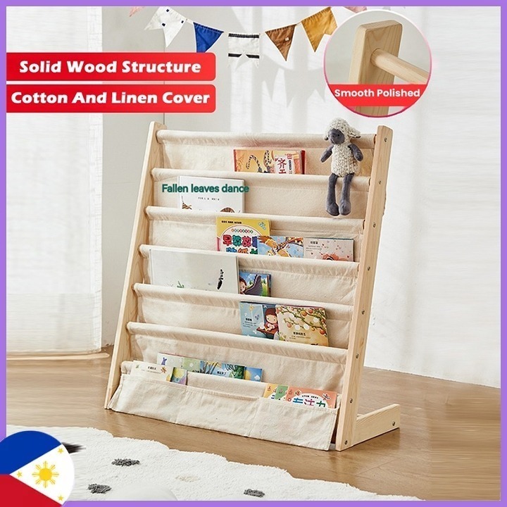 7-Tier Solid Wood Kids Bookshelf Bookcase Extra-Large Storage Rack ...