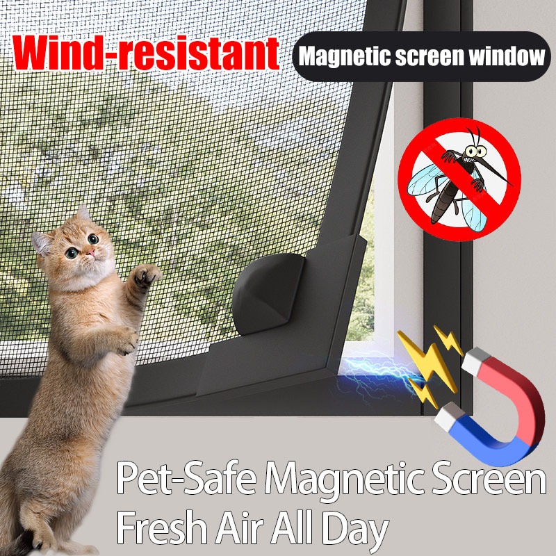 DIY Adjustable Customize Magnetic Window Screen with frame Washable ...