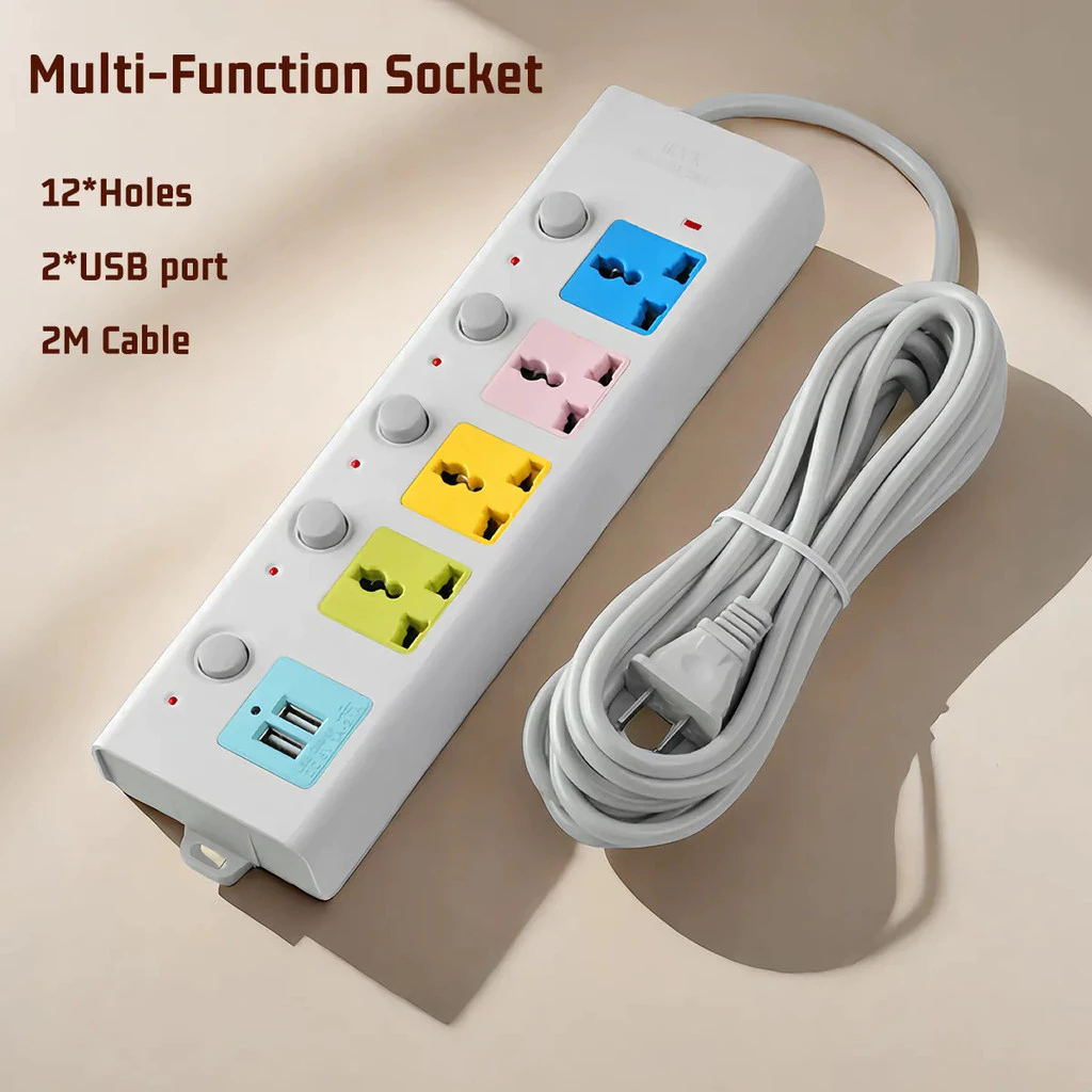 HOMESALE Intelligent Multi-Hole Home Socket 2/3/5M Extension Cord with ...