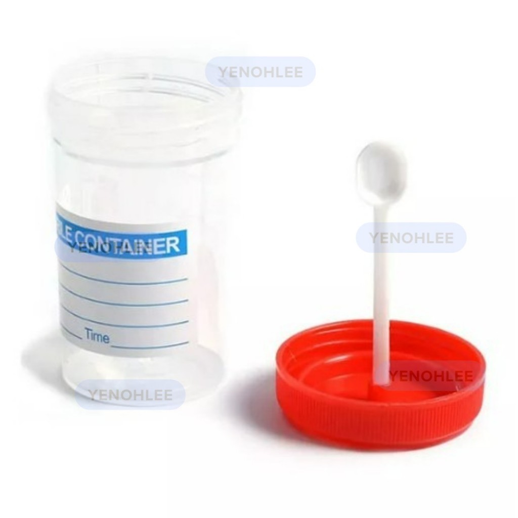 (Yenoh) Stool Specimen Container with Spoon and Label (Sterile, 60ml ...
