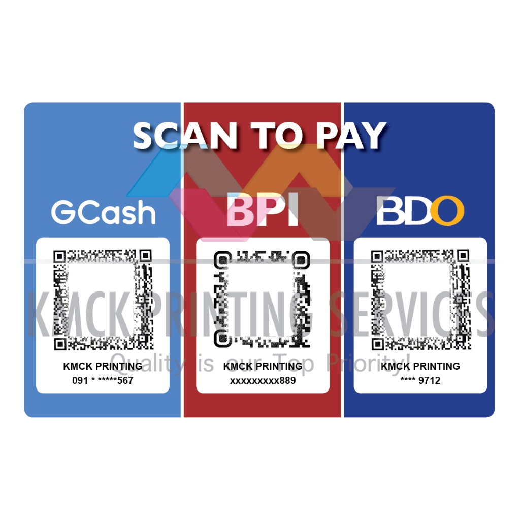 CUSTOMIZED STANDY | FLAT | 3IN1 QR | SCAN TO PAY BDO BPI RCBC UNION ...