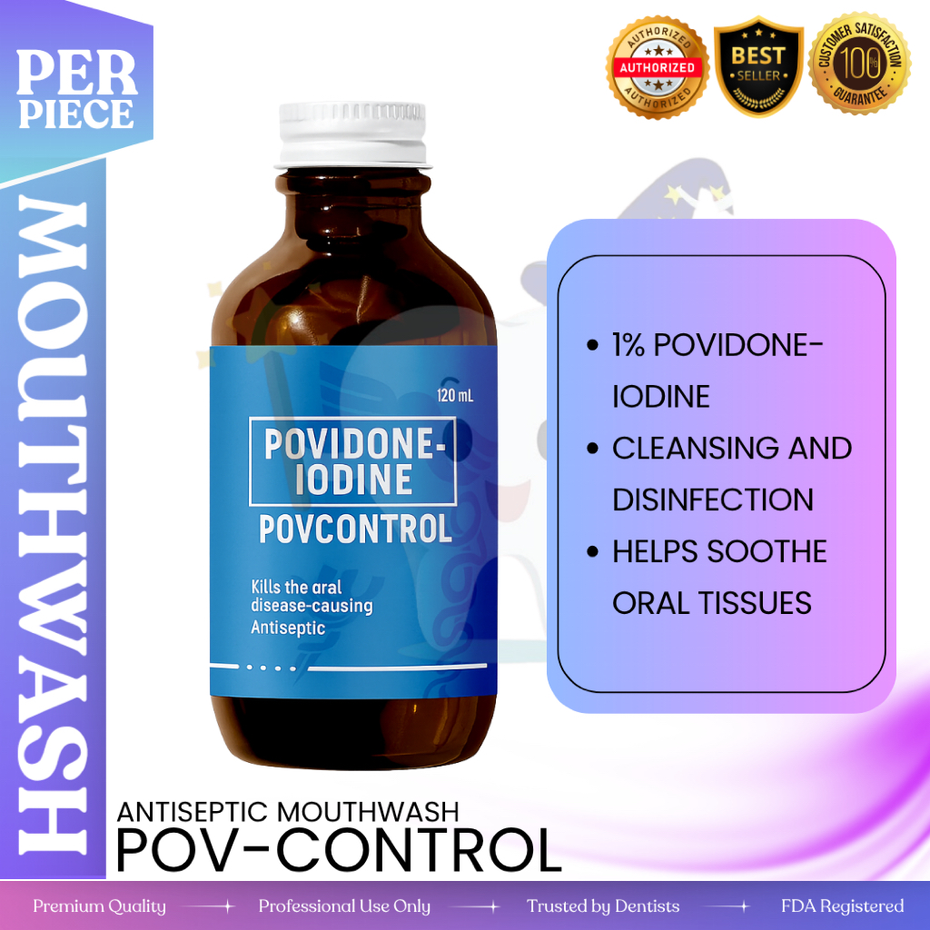 PovControl Povidone Iodine Gargle Mouthwash 120mL – Oral Antiseptic ...