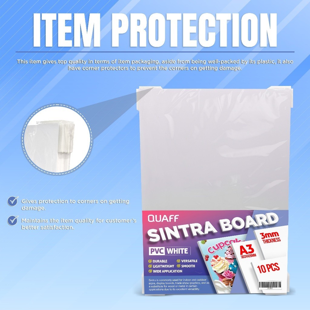 QUAFF PVC Sintra Board White/BLACK A4/A3, 3/5mm Thick + Safety Corner ...