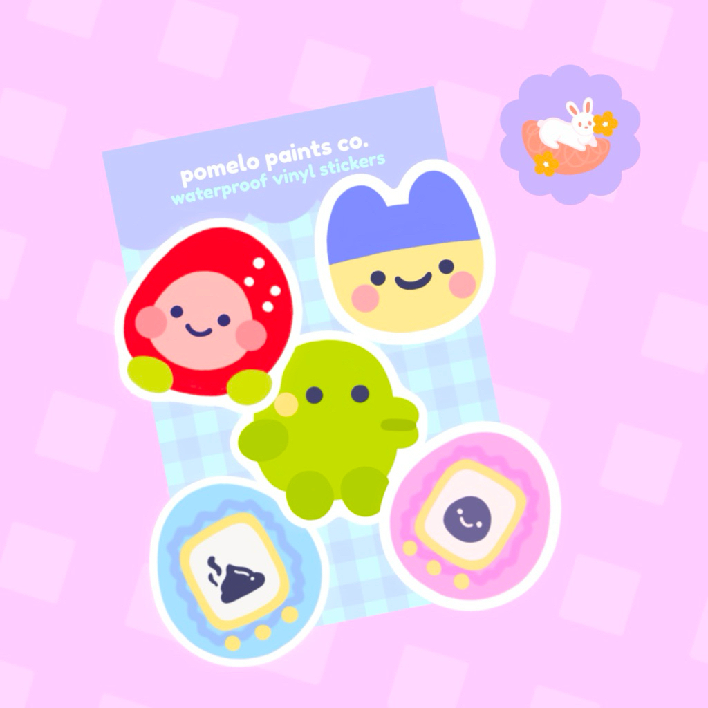 Tamagotchi Characters Waterproof Vinyl Sticker Set | pomelo paints co ...
