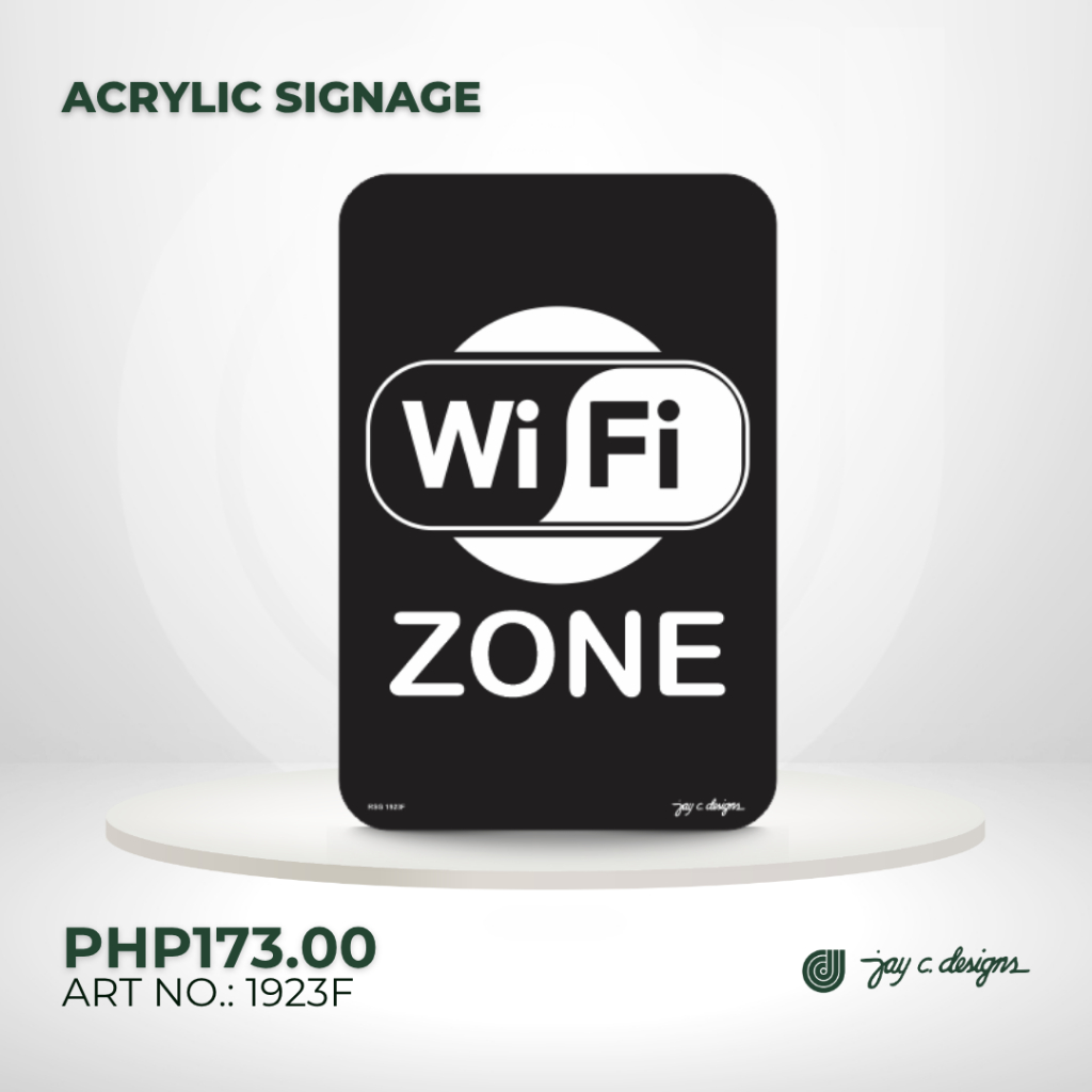 Signage - Acrylic Signage Wifi Zone Acrylic Sign - Jay C. Designs ...