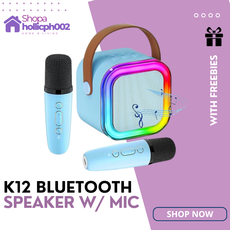 K12 Mini Karaoke Speaker with 2 Wireless Microphones | LED Light ...