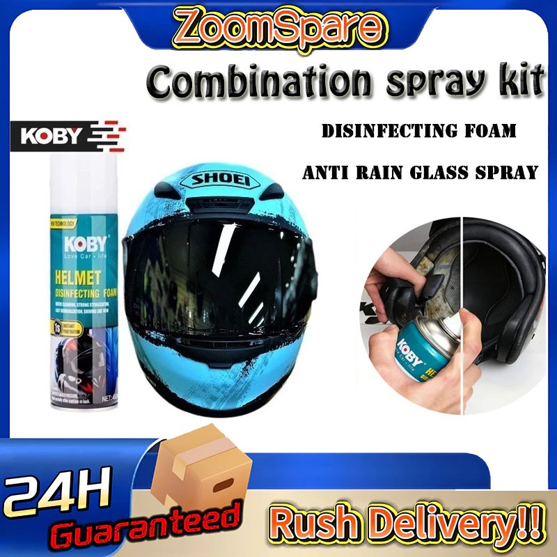 Original Koby Helmet 450ml Disinfecting Foam Spray and 20ml Anti Rain ...