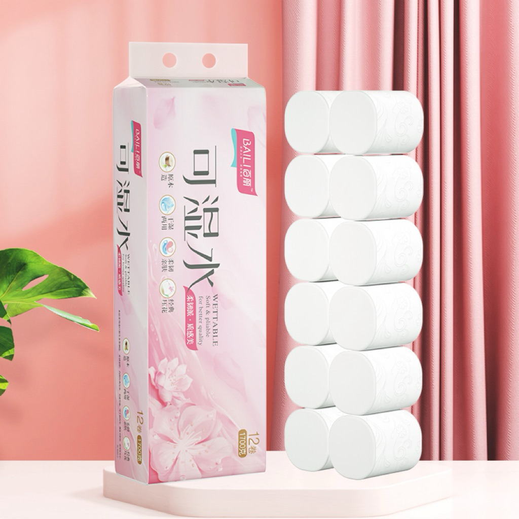 12 rolls Wettable Baili Tissue 5 ply Wet and Dry 5 layers Tissue Paper ...