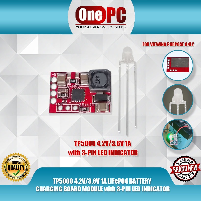 onepc TP5000 4.2V/3.6V 1A LiFePO4 BATTERY CHARGING BOARD MODULE with 3 ...