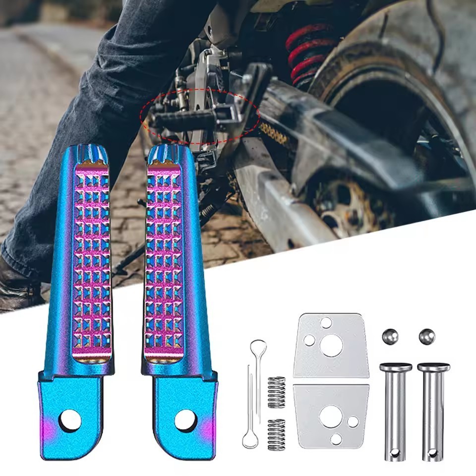 1 Pair High-Quality Universal Motorcycle Rear Footrest Pedals Alloy Two ...