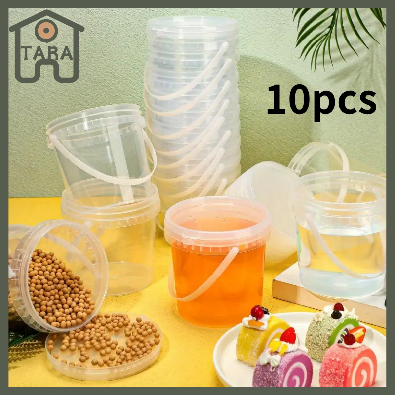 10pcs Plastic Bucket With Seal Pail Canister Food Packaging Repacking ...