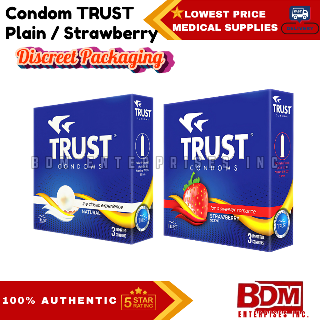 [Fast Shipping] TRUST | Condom TRUST Plain / Strawberry 3pcs of Box ...