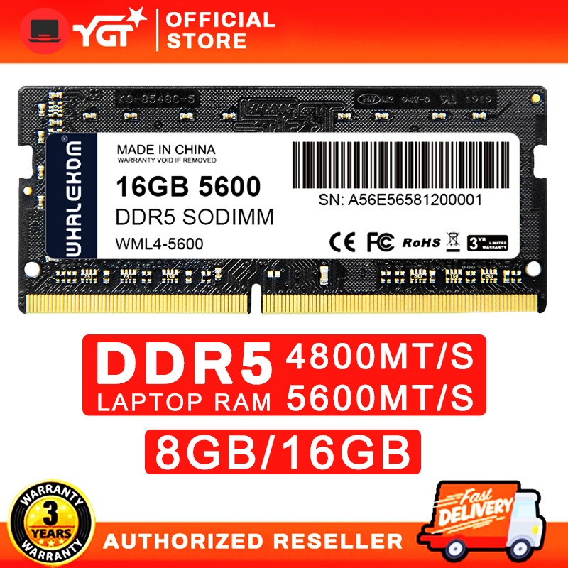 Whalekom DDR5 DDR4 Laptop RAM 8GB/16GB 2666Mhz/3200Mhz/5600Mhz SODIMM ...