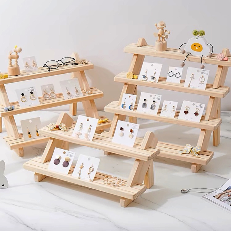 3/4/5 Layer Wooden Ladder Rack Jewelry Display Rack Storage Dolls ...