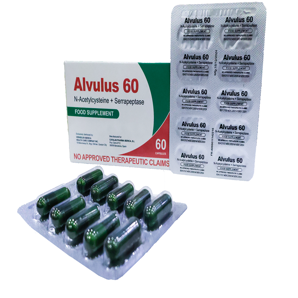 N-ACETYLCYSTEINE + SERRAPEPTASE ALVULUS 60 | Shopee Philippines